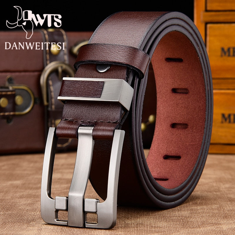 [Dwts] masculino cinto de couro de alta qualidade masculino couro genuíno cinta de luxo pino fivela fantasia jeans vintage frete grátis