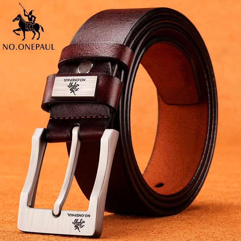 KEINE. ONEPAUL kuh echtes leder luxus strap männlich gürtel für männer neue mode classice vintage pin schnalle männer gürtel Hohe Qualität